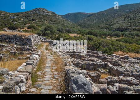 Ruines de la ville minoenne de Gournia, âge du bronze, Crète orientale, Grèce Banque D'Images