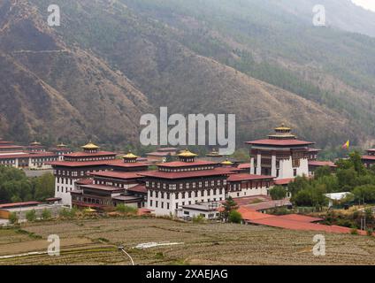 Monastère bouddhiste et forteresse Tashichho Dzong, Chang Gewog, Thimphu, Bhoutan Banque D'Images