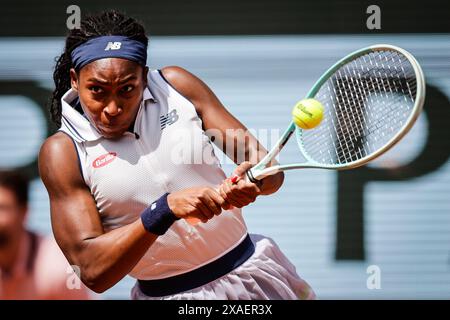 Paris, France. 06 juin 2024. Coco GAUFF des Etats-Unis lors de la douzième journée du tournoi de tennis Roland-Garros 2024, ATP et WTA Grand Chelem le 06 juin 2024 au stade Roland-Garros à Paris, France - photo Matthieu Mirville/DPPI crédit : DPPI Media/Alamy Live News Banque D'Images