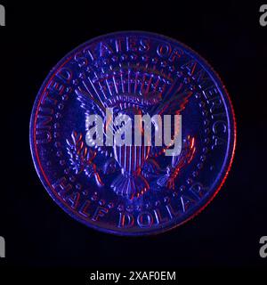 Moitié dollar US, moitié dollar, 50 cent, revers avec les armoiries présidentielles des États-Unis Banque D'Images