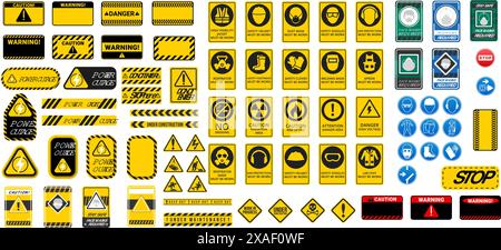 Alarme mise en garde. Panneaux triangulaires de danger. panneau d'avertissement. Erreur d'avertissement. Illustration de Vecteur