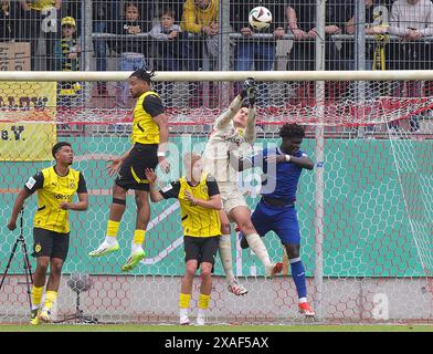 Oberhausen, Deutschland. 30 mai 2024. firo : 30.05.2024, football, football, jeunesse, U19, finale du championnat d'Allemagne a-Youth, saison 2023/2024, A Juniors, Juniors Bundesliga U-19 BVB Borussia Dortmund - U-19 TSG 1899 Hoffenheim 1:3 Robin Lisewski Parade Credit : dpa/Alamy Live News Banque D'Images