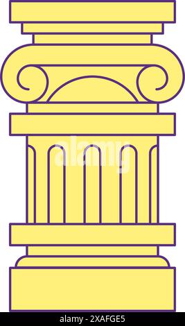 Y2K colonne antique grec Romain pilier architecture de dessin animé élément groovy icône vecteur plat illustration. Ancienne mythologie monument construction comique Illustration de Vecteur