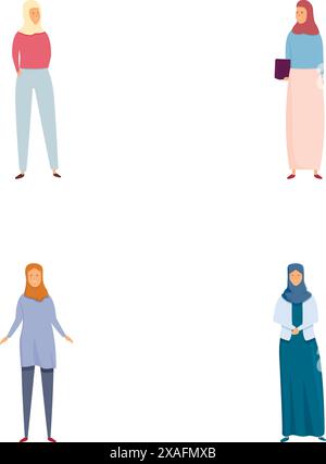 Collection diversifiée d'illustrations de personnages féminins dans un style vectoriel moderne et plat, représentant la variété multiculturelle et ethnique Illustration de Vecteur