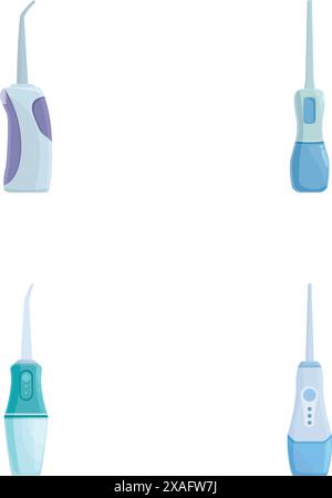 Collection de quatre styles différents de tampons à eau pour l'hygiène dentaire isolés sur un fond blanc Illustration de Vecteur