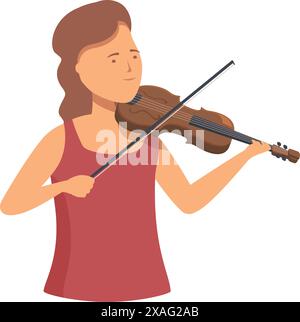 Une jeune femme, peut-être musicienne professionnelle, joue du violon classique avec un arc Illustration de Vecteur