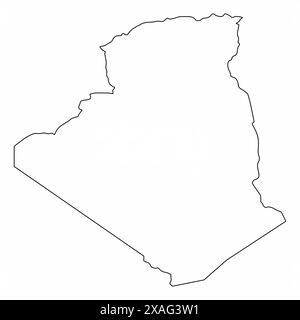 Carte de contour de l'Algérie isolé sur fond blanc Illustration de Vecteur