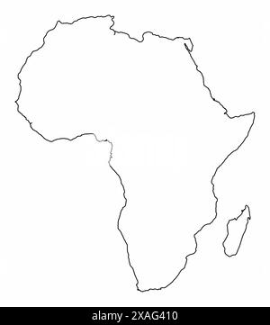 Carte de contour de l'Afrique isolée sur fond blanc Illustration de Vecteur