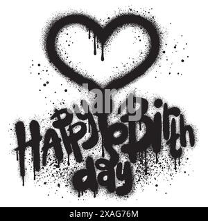 Ballon de coeur Graffiti peint pulvérisé isolé avec un fond blanc. Illustration de Vecteur