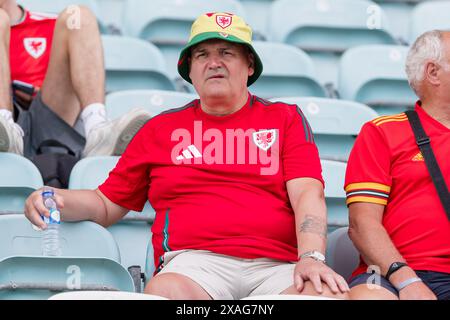 ALGARVE, PORTUGAL - 06 juin 2024 : fans gallois lors du match amical international entre Gibraltar et Cymru à l'Estadio Algarve au Portugal le 6 juin. (Photo par John Smith/FAW) Banque D'Images