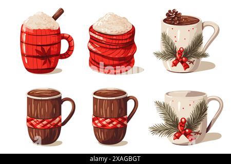 tasse de café, thé. Esquisser sur fond transparent Illustration de Vecteur