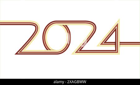 lettrage 2024 dans un style rayé vintage, couleurs rétro des années 00, 70, 80, 90s. lignes d'affiche de style rétro Illustration de Vecteur