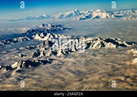 Tibet oriental (province du Sichuan occidental) vu pour l'air. Banque D'Images