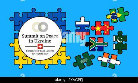 15, 16 juin 2024 Sommet de la paix en Ukraine. Logo Summit. Banque D'Images