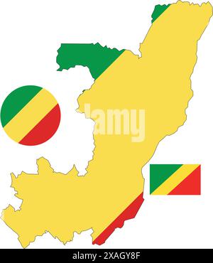 Carte et drapeau de la République du Congo Illustration de Vecteur