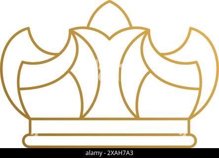 Illustration vectorielle simple du modèle de conception de logo graphique de contour minimal de la couronne royale élégante dessinée à la main avec de fines lignes dorées Illustration de Vecteur