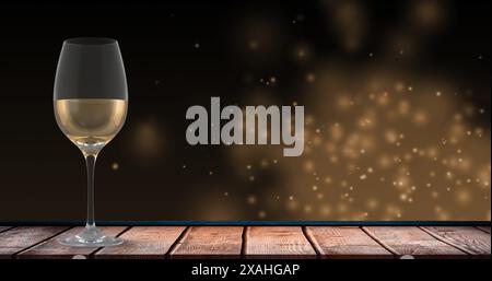 Image de lumières sur verre avec vin blanc sur fond noir Banque D'Images