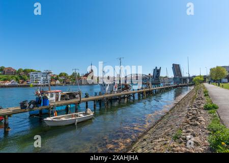 Vue sur la vieille ville commerçante de Søonderborg sur le fjord de Flesnurg, ALS, Sonderburg Bay, Insel Alsen, Südjütland, Sud de Dänemark Banque D'Images