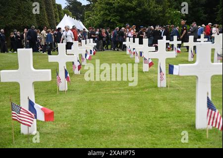 France. 06 juin 2024. Cimetière AMÉRICAIN près de Colleville-sur-mer Normandie. 06.06.2024 France (photo par Aleksy Witwicki/Sipa USA) crédit : Sipa USA/Alamy Live News Banque D'Images