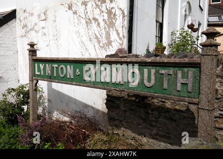 Lynton et Lynmouth panneau de bord de mer Banque D'Images