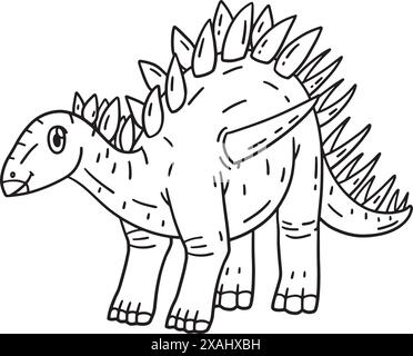 Page de coloration isolée Kentrosaurus Dinosaur Illustration de Vecteur