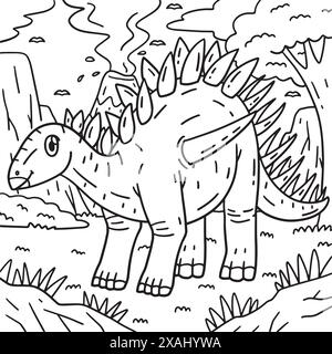Kentrosaurus Dinosaur Coloriage page pour les enfants Illustration de Vecteur