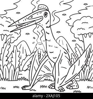 Quetzacoatlus Dinosaur Coloriage page pour les enfants Illustration de Vecteur