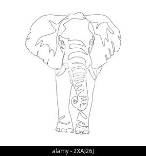 Une ligne continue dessin d'un éléphant. Concept animal. Illustration graphique vectorielle de dessin de ligne unique. Illustration de Vecteur