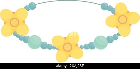 Bracelet fait de perles de fleurs jaunes et de perles rondes bleu turquoise est parfait pour ajouter une touche d'élégance à n'importe quelle tenue Illustration de Vecteur