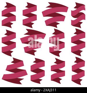 Ensemble de douze rubans rouges et bannières pour la conception de sites Web. Grand élément de design isolé sur fond blanc. Illustration vectorielle. Illustration de Vecteur