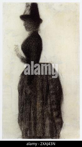 Georges Seurat.(1859-1891).Femme défait,en toilette de ville.Dessin au crayon Conté.1884-1885. Banque D'Images