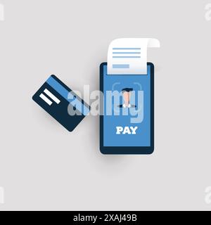 Conception de concept de reconnaissance faciale - authentification de l'utilisateur facial avant le paiement à l'aide d'un smartphone - illustration vectorielle Illustration de Vecteur