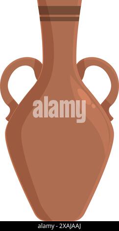 Amphore en céramique brune avec poignées, vase traditionnel grec ou romain pour le vin ou l'huile, poterie antique en argile Illustration de Vecteur