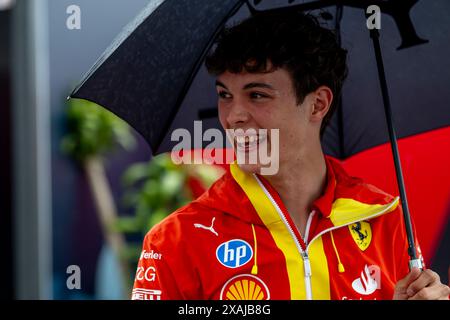 Montréal, Canada, 06 juin 2024, Oliver Bearman, le pilote de réserve de l'équipe Ferrari participant au Build Up, manche 09 du championnat de formule 1 2024. Crédit : Michael Potts/Alamy Live News Banque D'Images