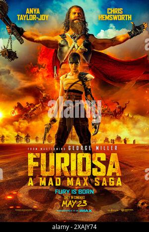 Furiosa : a Mad Max Saga (2024) réalisé par George Miller et mettant en vedette Anya Taylor-Joy, Chris Hemsworth et Tom Burke. L'histoire d'origine du guerrier renégat Furiosa avant sa rencontre et son équipe avec Mad Max. Affiche US Advance ***USAGE ÉDITORIAL SEULEMENT***. Crédit : BFA / Warner Bros Banque D'Images