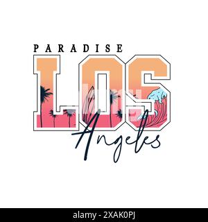 Tee-shirt graphique de typographie de plage d'été Paradise Los Angeles Illustration de Vecteur