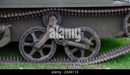 Système de suspension pour un porte-mitrailleuse universel bren à chenilles de la deuxième guerre mondiale britannique. Banque D'Images