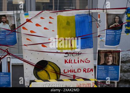 Panneau de protestation anti-russe, Tallinn, Estonie Banque D'Images