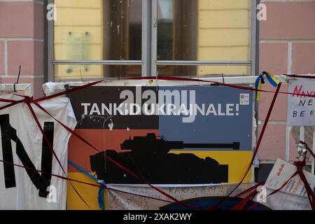 Panneau de protestation anti-russe, Tallinn, Estonie Banque D'Images