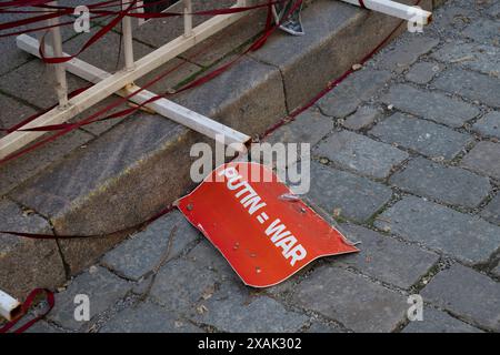 Panneau de protestation anti-russe, Tallinn, Estonie Banque D'Images