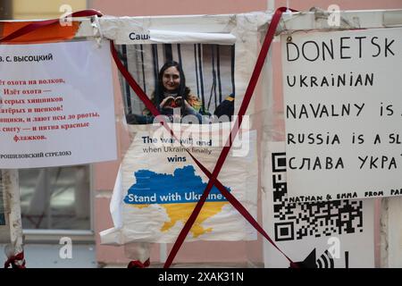 Panneau de protestation anti-russe, Tallinn, Estonie Banque D'Images