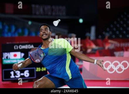 Tokyo - Japon, 8 juillet 2022, compétition de badminton aux Jeux Olympiques Banque D'Images