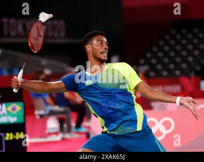 Tokyo - Japon, 8 juillet 2022, compétition de badminton aux Jeux Olympiques Banque D'Images