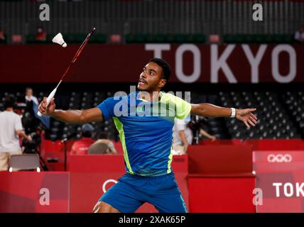 Tokyo - Japon, 8 juillet 2022, compétition de badminton aux Jeux Olympiques Banque D'Images