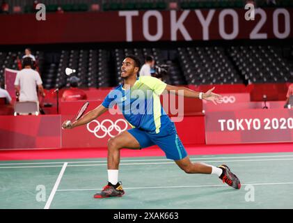 Tokyo - Japon, 8 juillet 2022, compétition de badminton aux Jeux Olympiques Banque D'Images