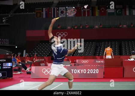 Tokyo - Japon, 8 juillet 2022, compétition de badminton aux Jeux Olympiques Banque D'Images