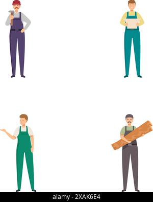 Illustration de quatre hommes en tenue de travail différente représentant diverses professions Illustration de Vecteur