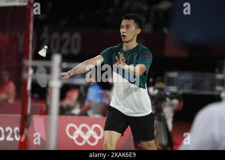 Tokyo - Japon, 8 juillet 2022, compétition de badminton aux Jeux Olympiques Banque D'Images