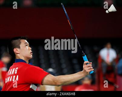 Tokyo - Japon, 8 juillet 2022, compétition de badminton aux Jeux Olympiques Banque D'Images