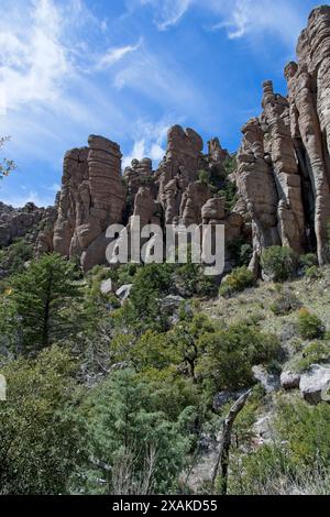 Formations de pinacle de rhyolite au Chiricahua National Monument Banque D'Images